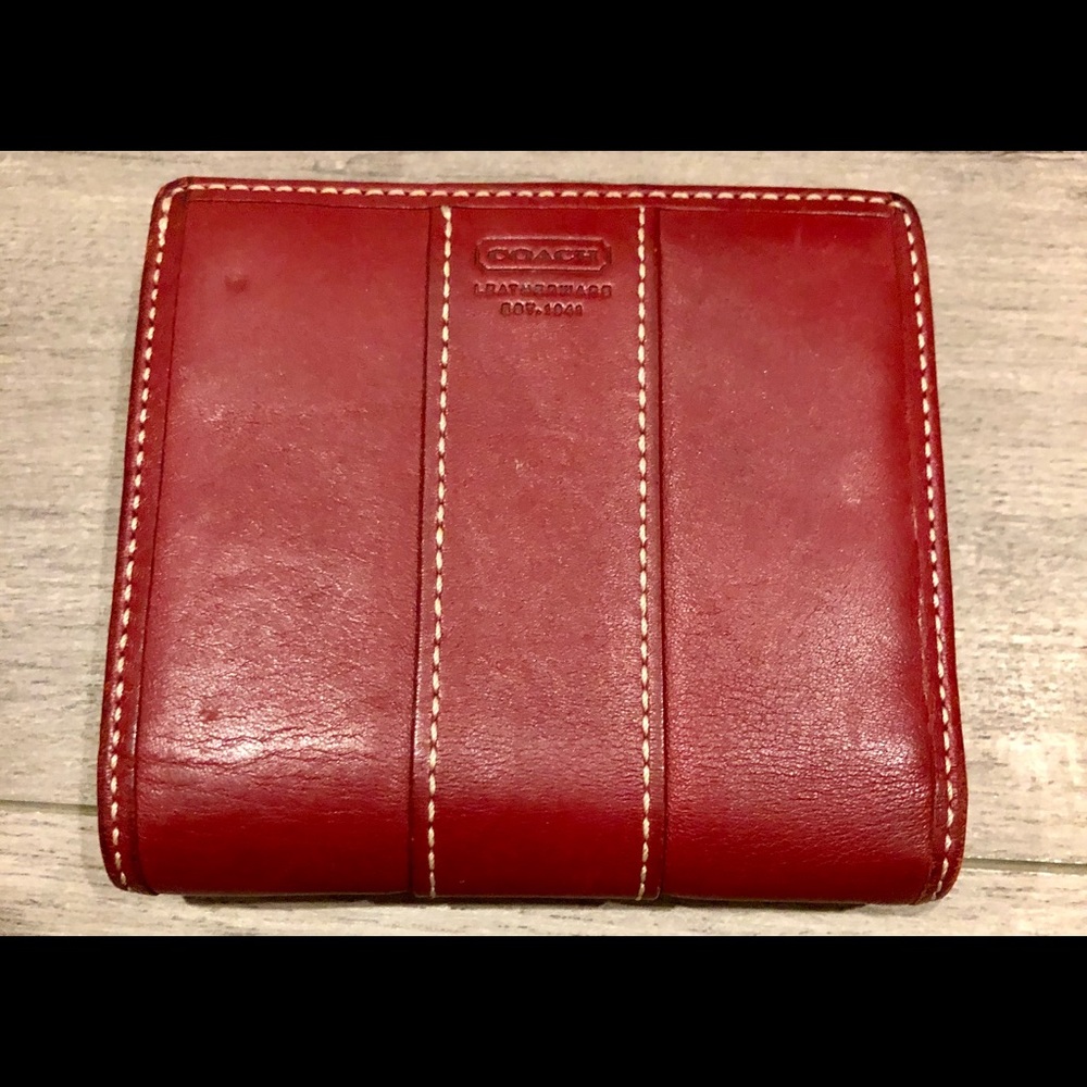 Leather Coach Wallet - Red